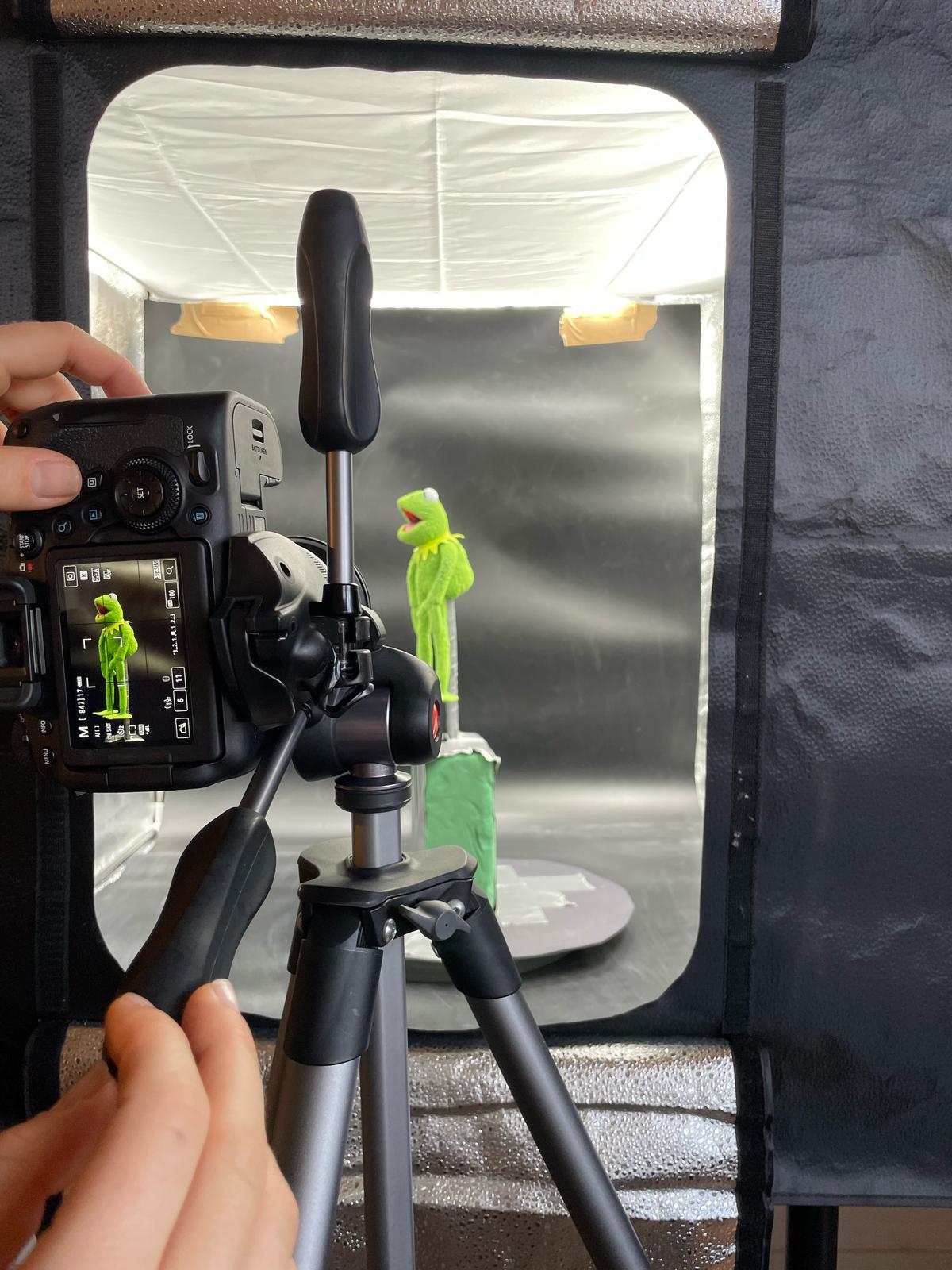 Taking Photo's of Kermit in the Lightbox